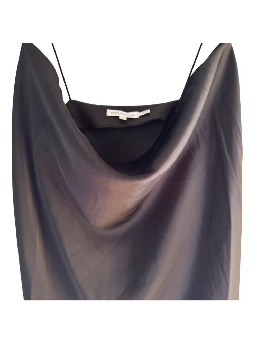 Good American Slip Dress Size 4 Black Cowl Neck Midi Adjustable Straps New Tags - Picture 7 of 10